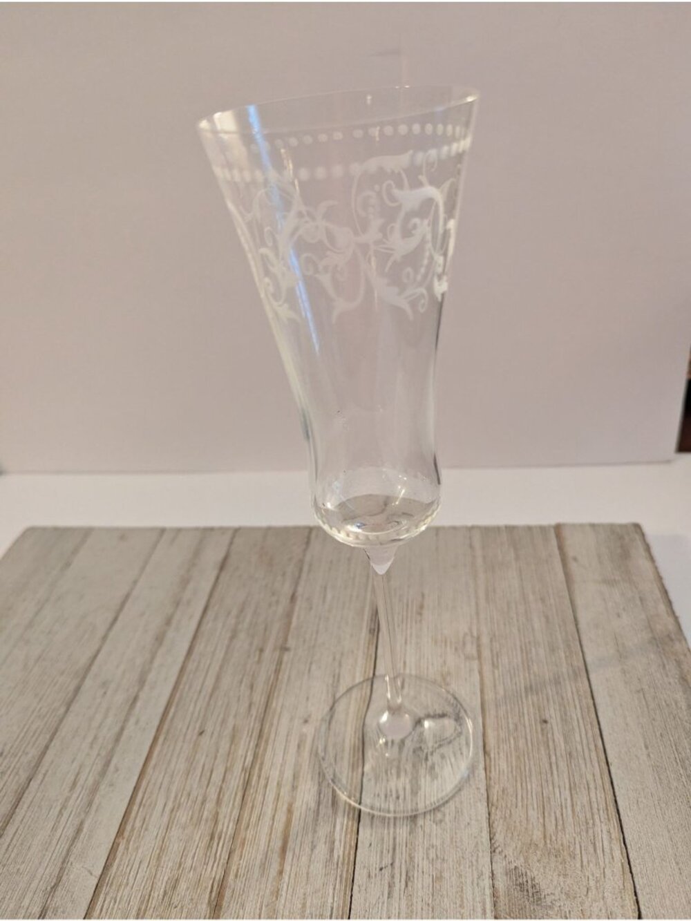 Florentine ROGASKA Champagne Flute 10” Etched Glass Clear